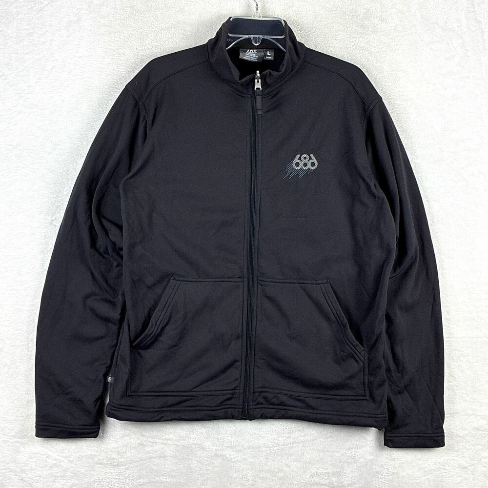 686 Full Zip Jacket Mens L Black Tech Fleece Ski Snowboard Trekking Outdoor